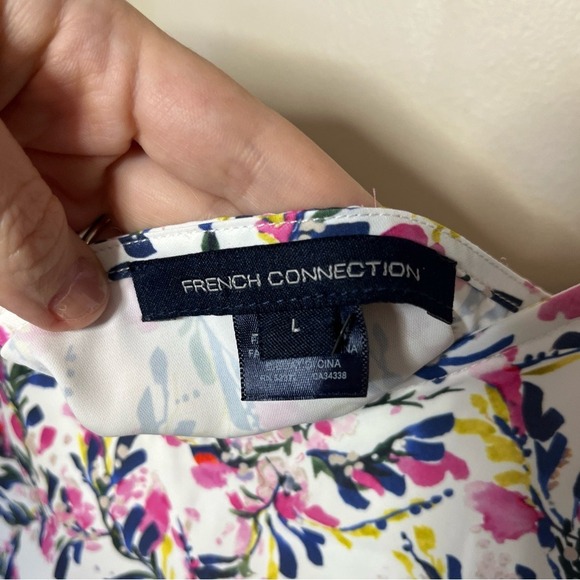 French Connection Breya Eltan Ruffle Tank‎ Top Summer White Floral Large - Picture 11 of 12